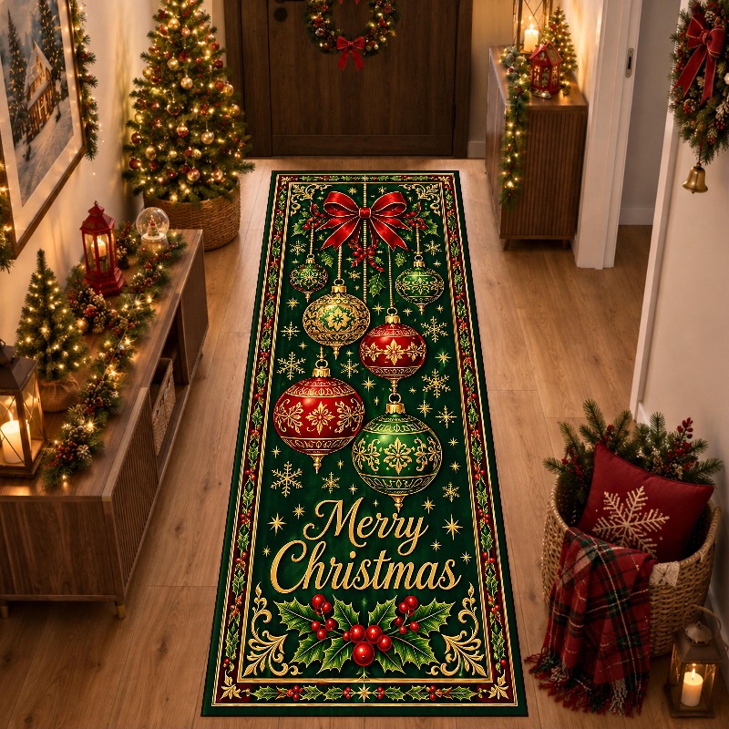 Commercial Fabric Printing Machine - Xmas Bauble Print Runner Rug Premium